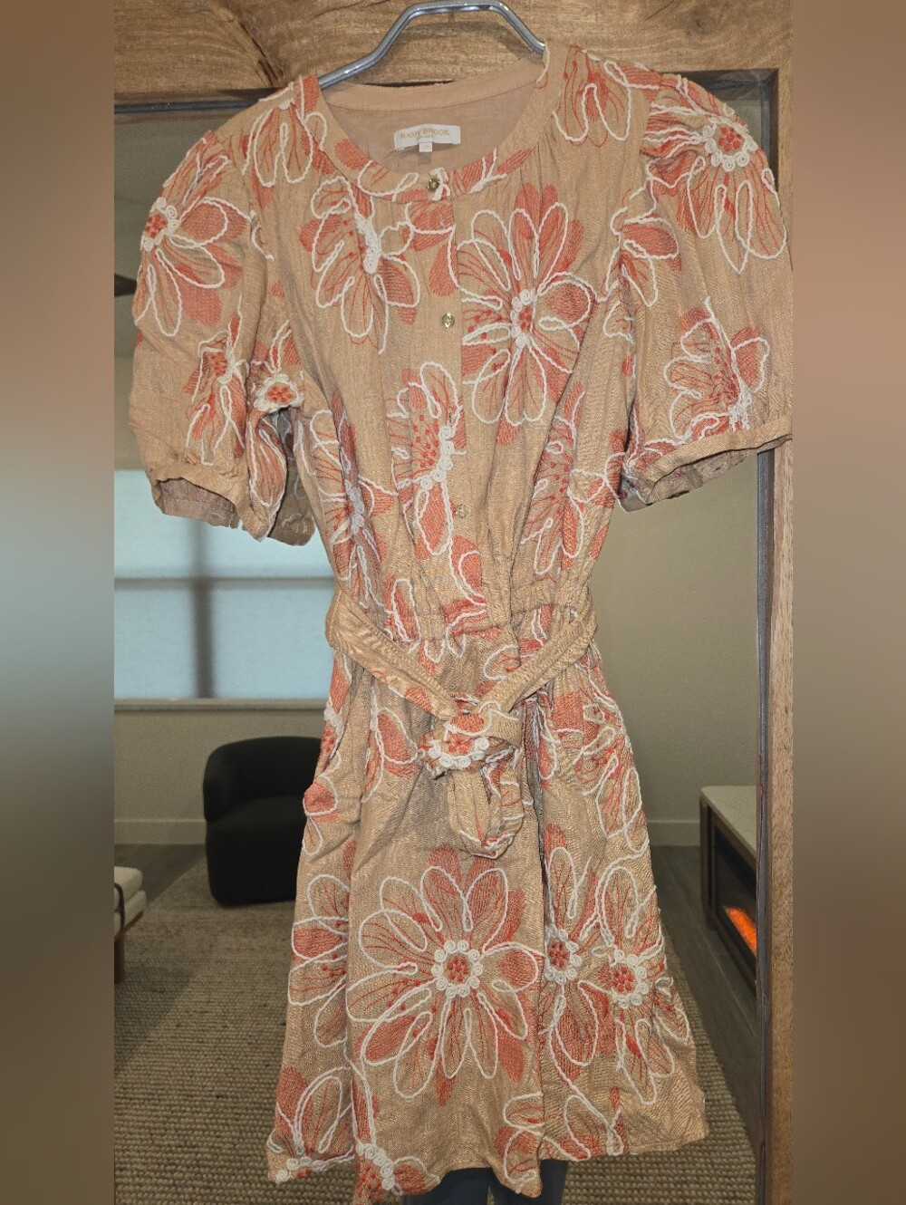 Ramy Brook Floral Embroidered Belted Mini Dress XS